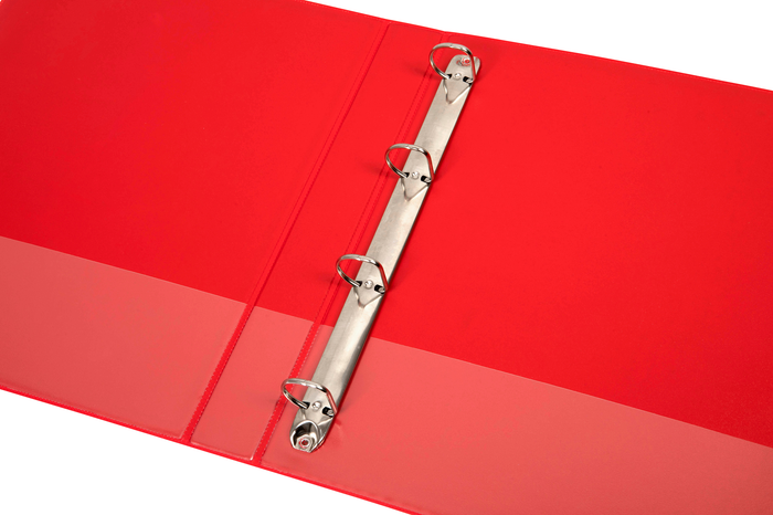 Marbig A4 Insert Cover Ring Binder, 25mm 4 D Rings, Red