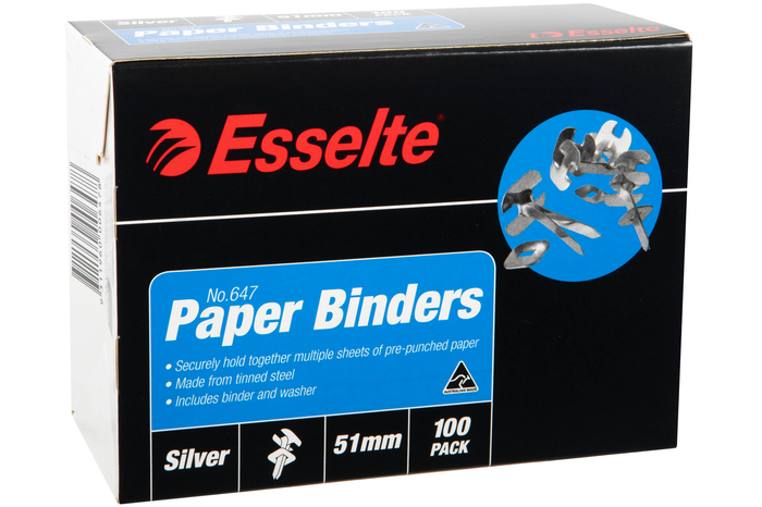 Silver Paper Fastener / Binder 51mm x 100