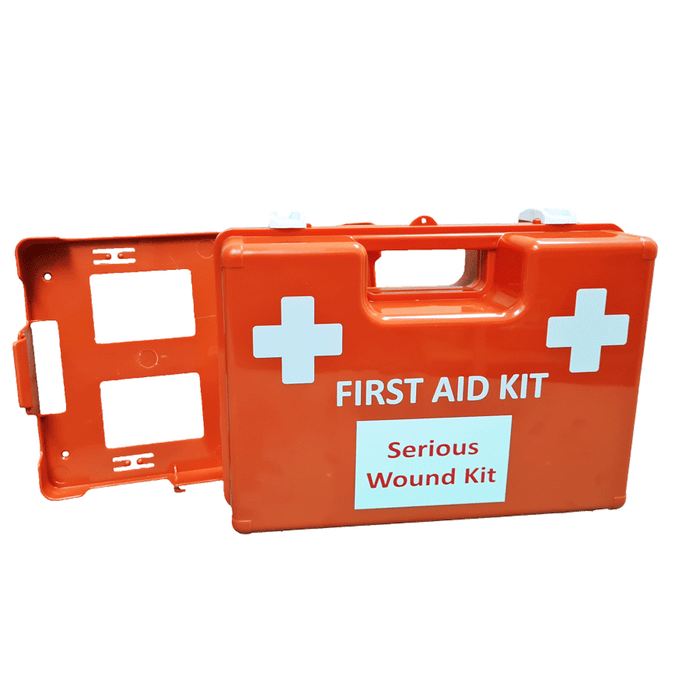 Serious Wound, Portable Trauma First Aid Kit, In Orange Wall Mountable, First Aid Box