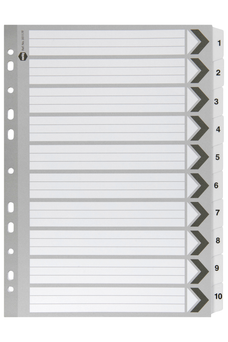 Marbig A4 Cardboard Indices/Divider, 10 Tab, Black/White
