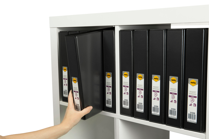 Marbig A4 Insert Cover Ring Binder, 38mm 2 D Rings, Black