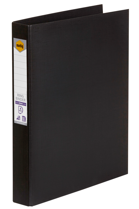 Marbig A4 PE Linen 25mm 4D Ring Binder, Black