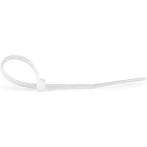 Cable Zip Ties, Self Locking, 10cm x 2mm, 100 Pack, White, 22mm Bundle Diameter, Tensile Strength Nylon, Curved Tip, CBMZT4N IM5139026