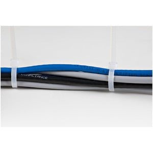 Cable Zip Ties, Self Locking, 25cm x 4mm, 1000 Pack, White, 68mm Bundle Diameter, Tensile Strength Nylon, Curved Tip, CBMZT10NK IM5139023