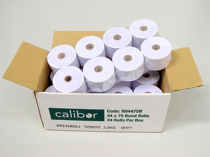 Calibor Bond Paper Roll 44mm x 75mm, 24 Rolls SKRO4475B