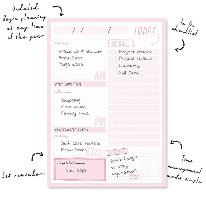 Carpe Diem Daily Planner Pad Ballerina Pink FPP9162CD