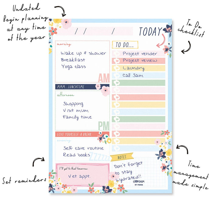 Carpe Diem Daily Planner Pad Ditzy Floral FPP9207CD