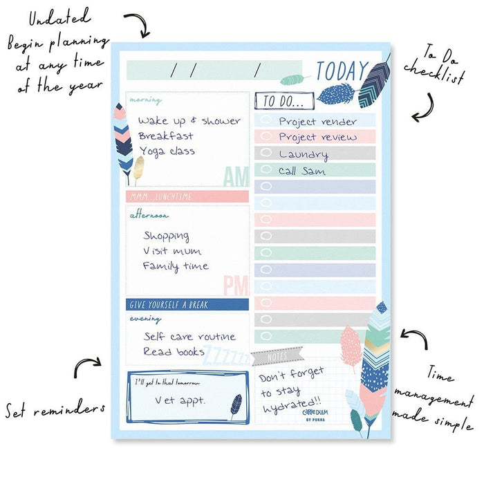 Carpe Diem Daily Planner Pad Feathers FPP9218CD