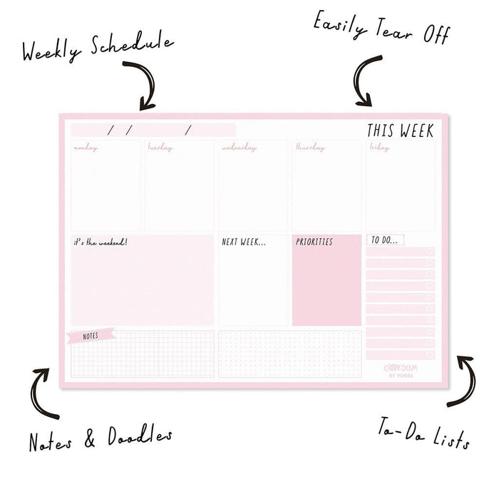 Carpe Diem Weekly Planner Pad Ballerina Pink FPP9163CD