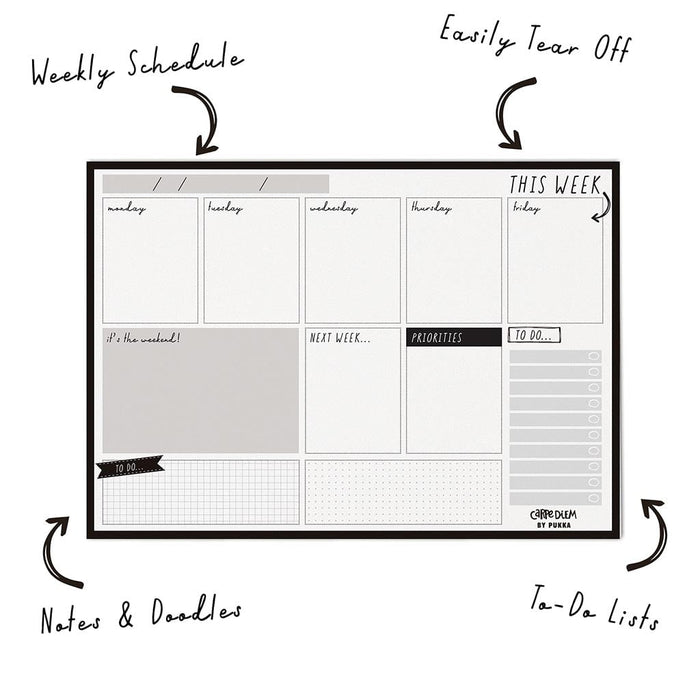 Carpe Diem Weekly Planner Pad Black FPP9120CD