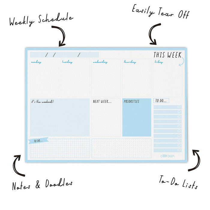 Carpe Diem Weekly Planner Pad Sky Blue FPP9178CD