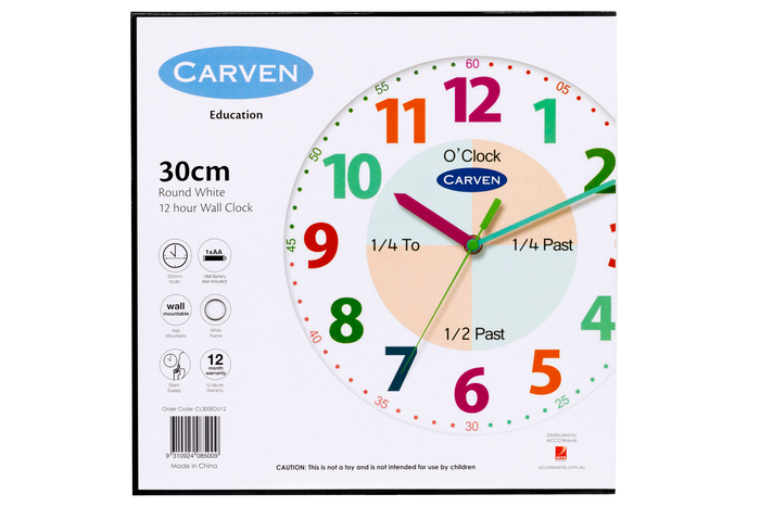 Carven CL300EDU12 Educational Wall Clock AOCL300EDU12