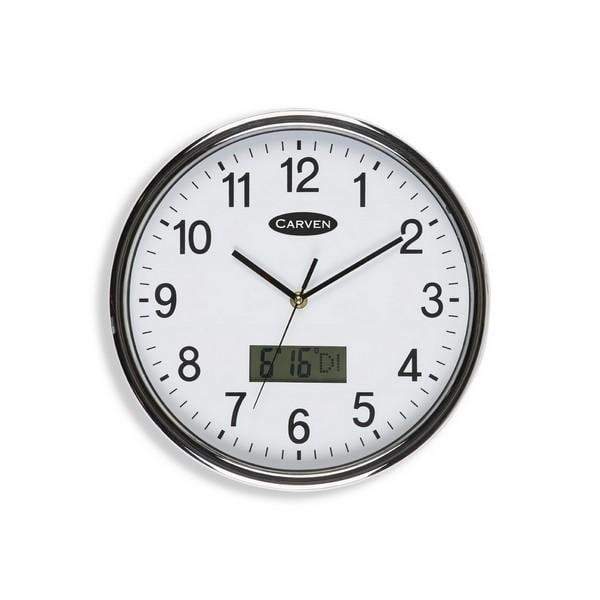 Carven Quartz Wall Clock With Day+Date 285mm Silver AOCL285SLCD