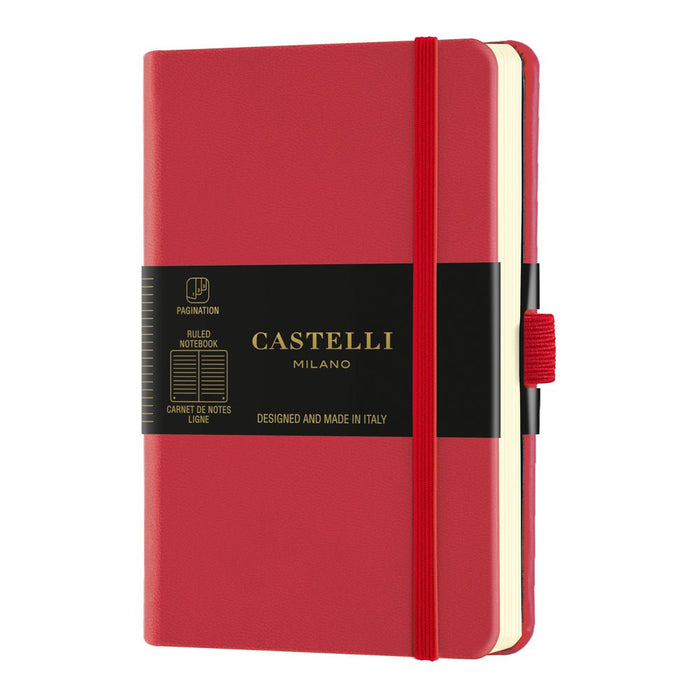 Castelli Notebook Aquarella Pocket Ruled Coral Red CXQC225-757