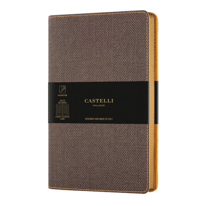 Castelli Notebook Harris Pocket Ruled Tobacco Brown CXQC2D9-384