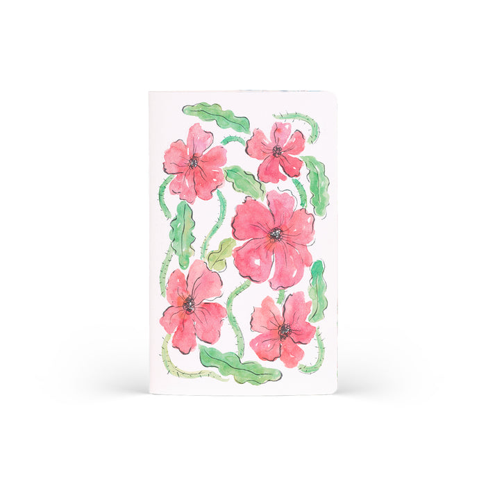 Castelli Quaderno Stitched Aquarello Plain Notebook, Poppy Flowers, 130mm x 210mm CX1000792