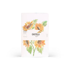 Castelli Quaderno Stitched Aquarello Plain Notebook, Sunflowers, 130mm x 210mm CX1000796