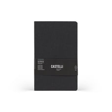 Castelli Quaderno Stitched Wool&Cotton Ruled Notebook, Black, 130mm x 210mm CX1000789
