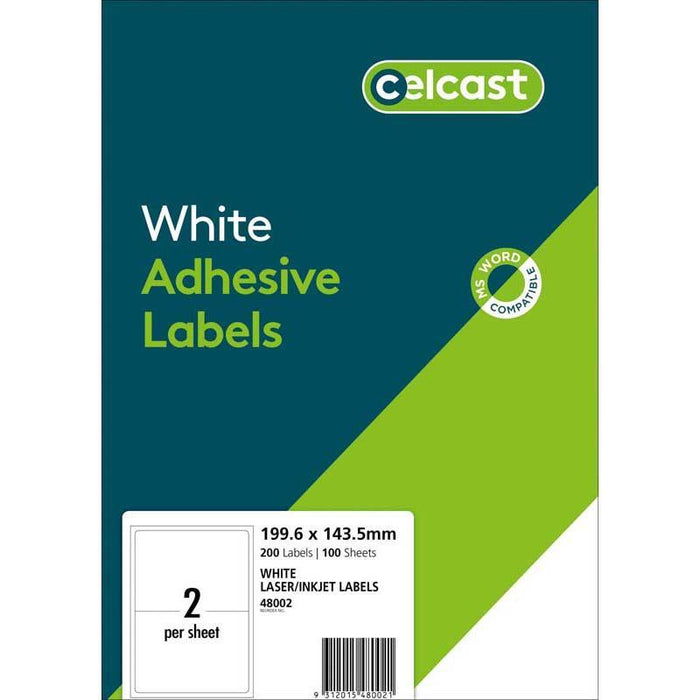 Celcast Adhesive Labels 2's x 100 Sheets CX239321