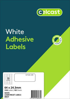 Celcast Adhesive Labels 33's x 100 Sheets CX239327