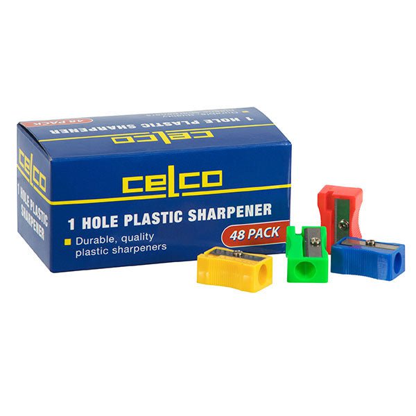 Celco 1 Hole Plastic Pencil Sharpener x 48's pack AO29998