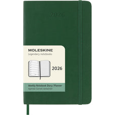 2026 Moleskine 90mm x 140mm Soft Cover Pocket Diary plus Notes, Week To View, Myrtle Green