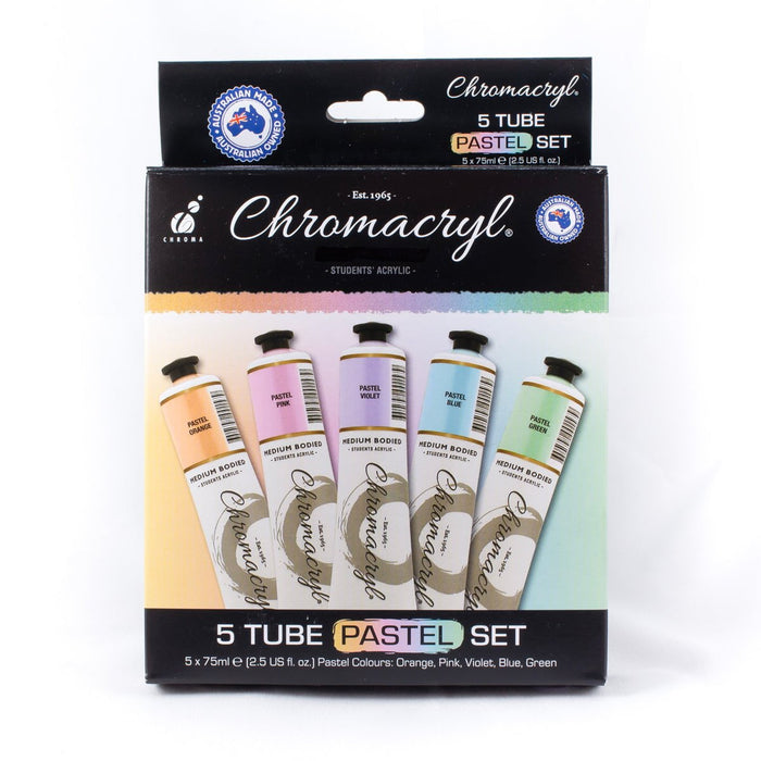 Chromacryl Acrylic Paint 5 x 75ml Set Pastel Colours CX178385