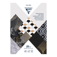 Clairefontaine Artisan Paper Pad Metallic Blacks, A4, 20 Sheets FPC95098C