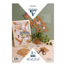 Clairefontaine Cork Sheets 2mm, A4, 3 Sheets FPC354589C