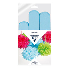 Clairefontaine Crepe Pompoms Sky Blue, Pack of 3 FPC395427C
