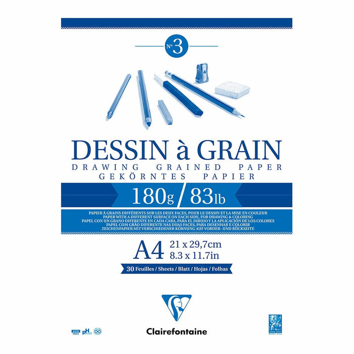 Clairefontaine Drawing Pad Grain A4 180g 30 sheets FPC96624C