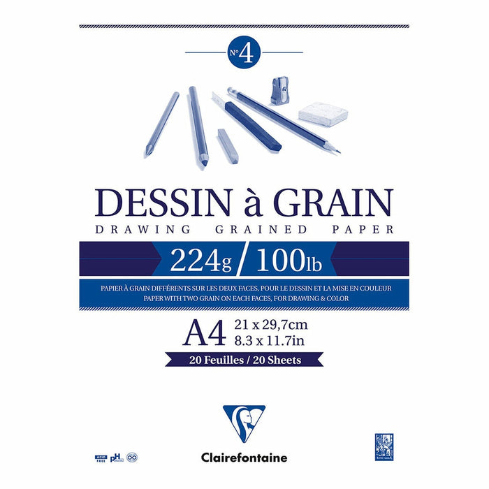 Clairefontaine Drawing Pad Grain A4 224g 20 sheets FPC96023C