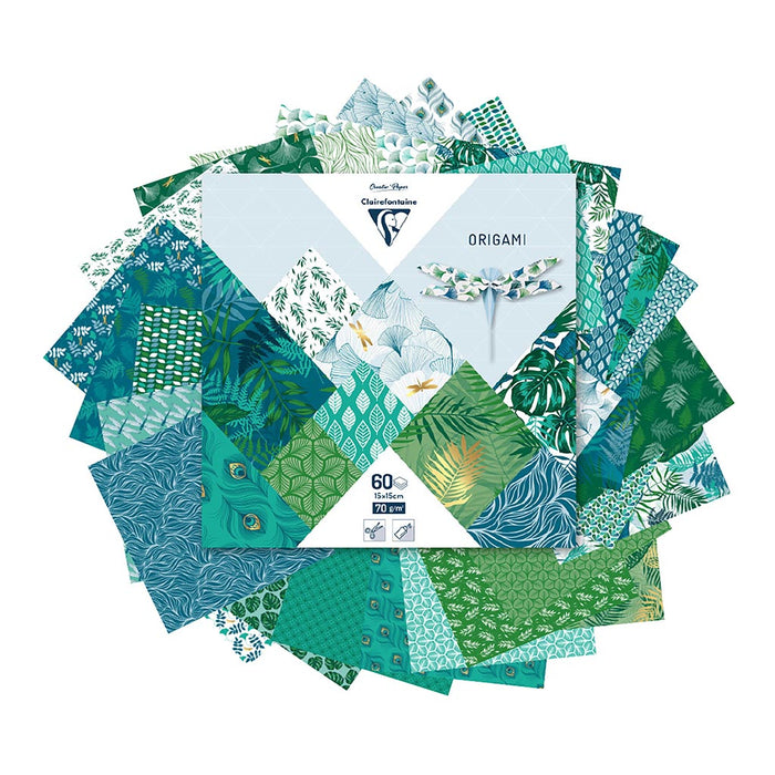 Clairefontaine Origami Paper Vegetal, 15x15cm, 60 Sheets FPC95354C