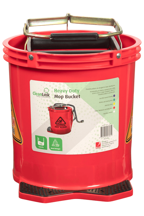 CleanLink 16L Heavy Duty Mop Bucket, Red AO12003