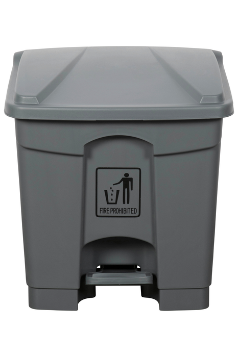 Cleanlink 30L Rubbish Bin With Lid & Paddle, Grey AO12057