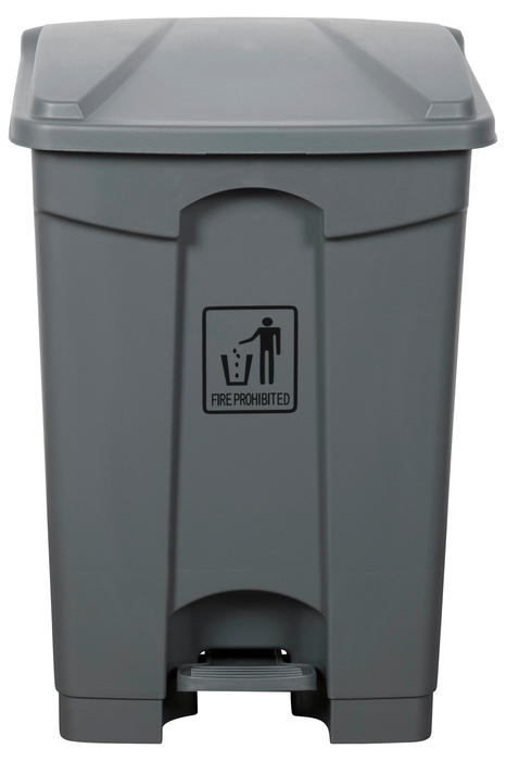 Cleanlink 45L Rubbish Bin With Lid & Paddle, Grey AO12059