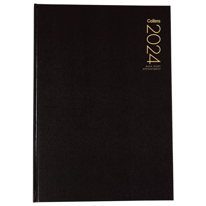 Collins 2024 A43A Black Appointment Diary, Black CX438030