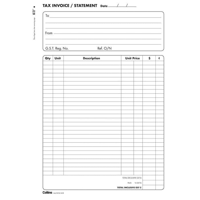Collins A4/50DL Invoice Book Duplicate CX120191