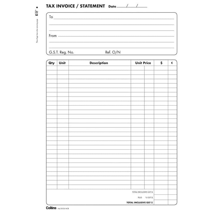 Collins A4/50DL Invoice Book Duplicate CX120191