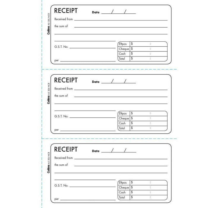 Collins A5/3DL Receipt Book CX425059