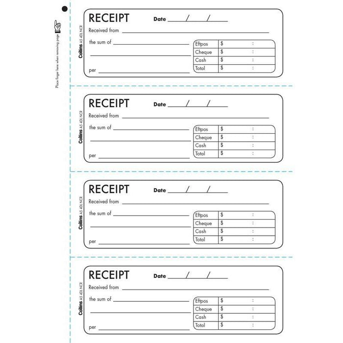 Collins A5/4DL Receipt Book CX120214