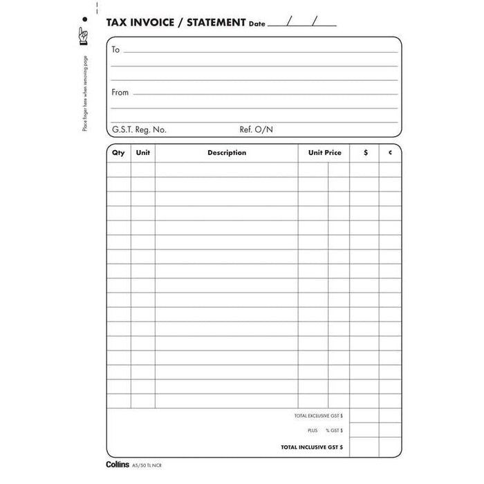 Collins A5/50TL Invoice Book CX437310