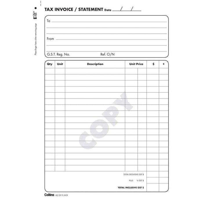 Collins A5/50TL Invoice Book CX437310