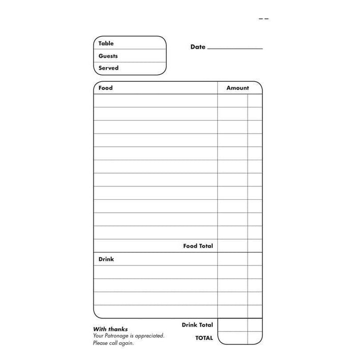 Collins Food & Drink Book Triplicate CXS18507