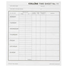 Collins Wage Time Sheet No 11 CX420642