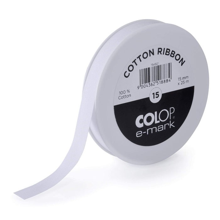 Colop e-mark Ribbon White Cotton 15mm x 25m CX154921