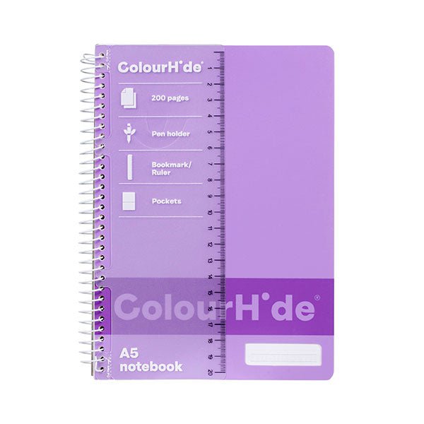 Colourhide A5 Polypropylene Cover 200 pages Notebook Purple Cover x Pack of 5 AO1717619J