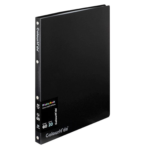 Colourhide Refillable Display Book 20 Pockets Black AO2002802J