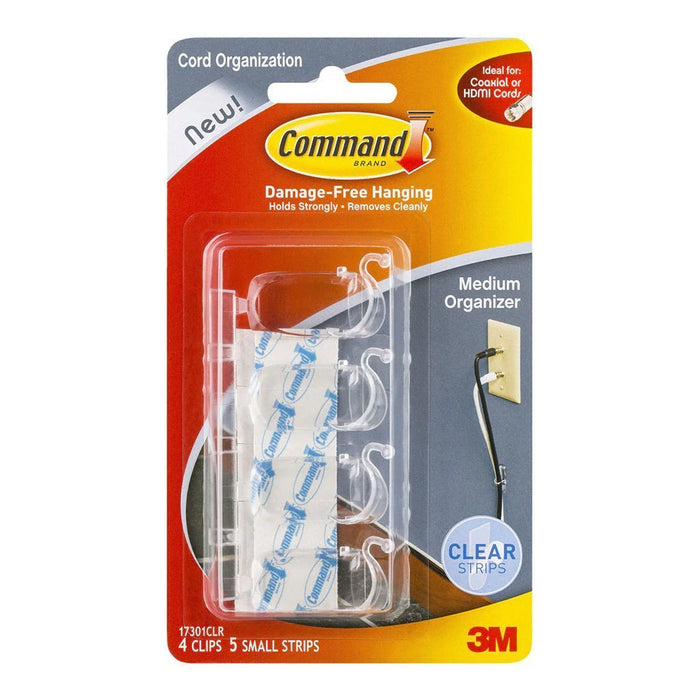 Command 3M Clear Medium Cord Organiser x 4's Pack FP10367