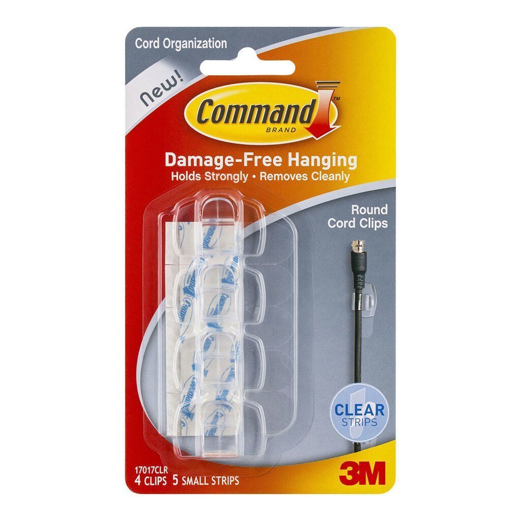 Command 3M Clear Round Cord Clips x 4's Pack (17017CLR) | Adhesives ...